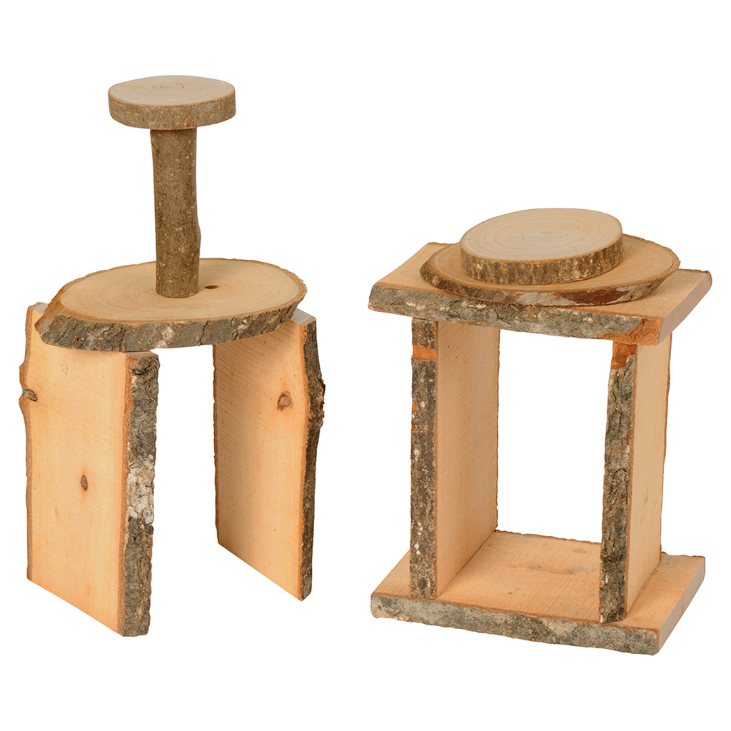 Naturholz-Set mit Platten, Scheiben und Stämmchen