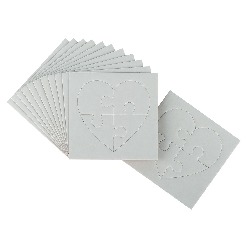Herz-Puzzle, blanko, 12 Stück