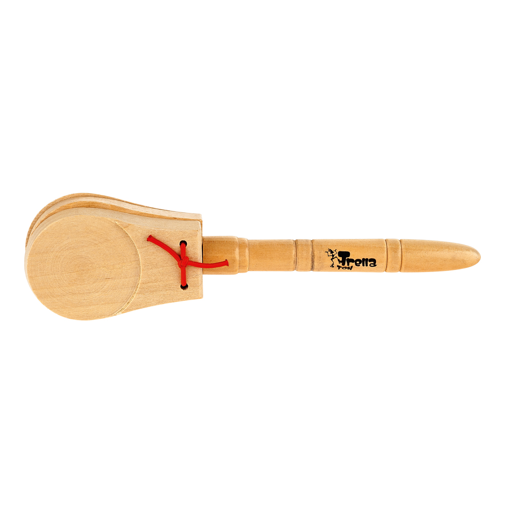 TrellaTon® Kastagnette mit Stab, aus Buchenholz TrellaTon® Kastagnette mit Stab, aus Buchenholz