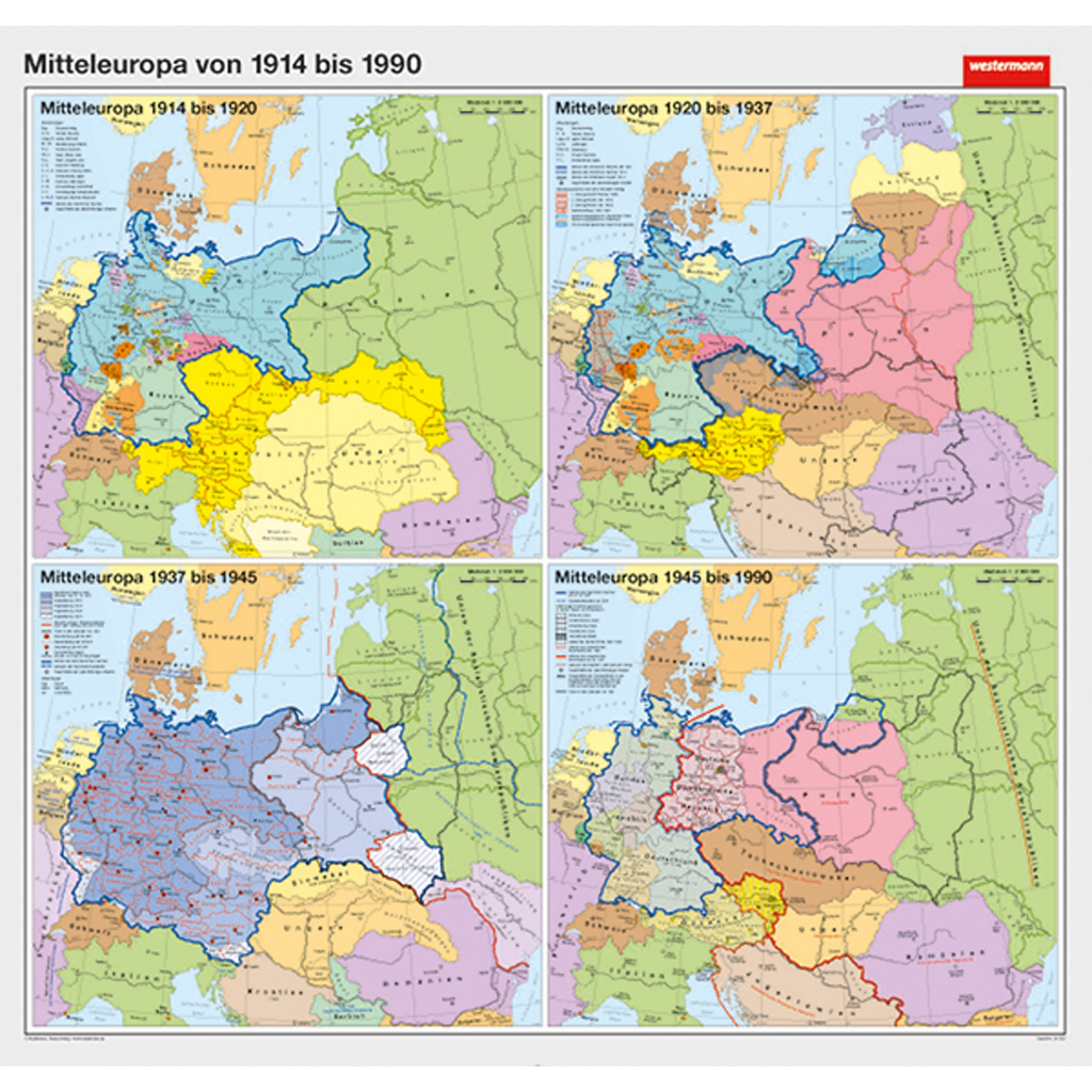 Mitteleuropa von 1914 bis 1990 - in verschiedenen Varianten