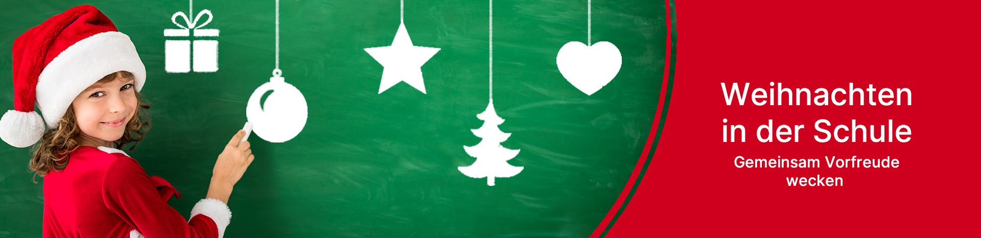 Banner mit Kind an der Tafel zu Weihnachten