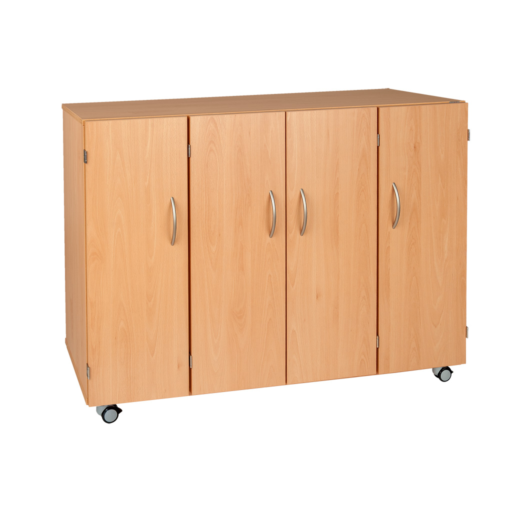 Modulus® Klassenzimmer-Regal mit Türen, 4-reihig, fahrbar oder feststehend