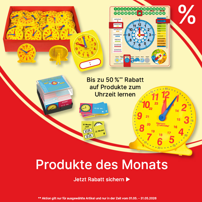 Banner für Produkte des Monats Mai 2026 Uhrzeit lernen