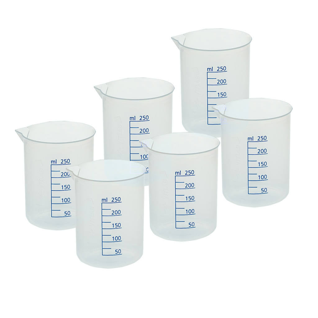Becherglas, Polypropylen, niedrige Form, 6 Stück