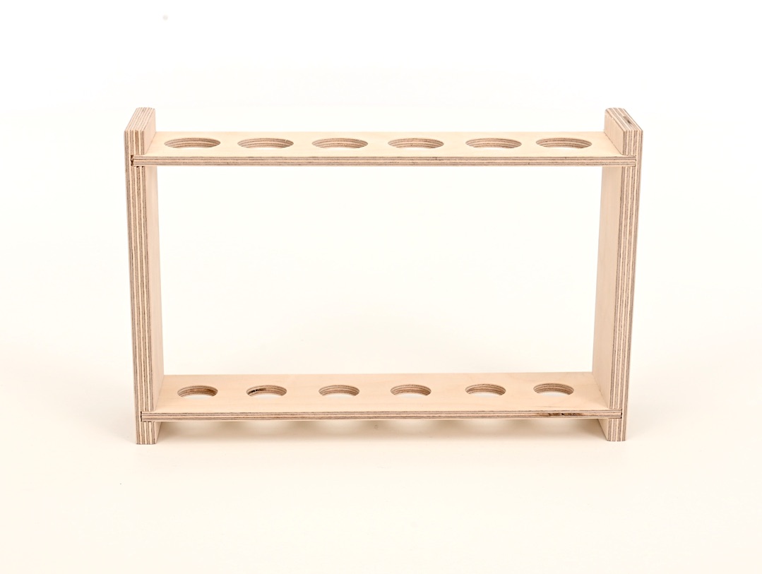 Reagenzglasgestell aus Holz