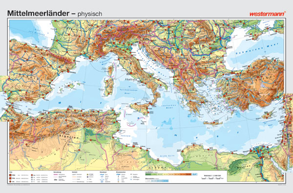 Westermann Wandkarte Mittelmeerländer physisch/politisch