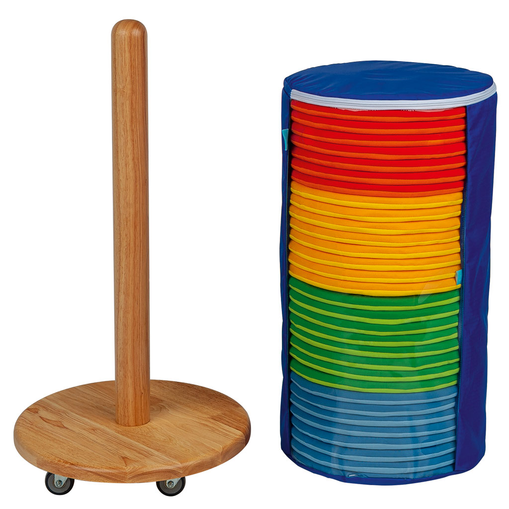 Kissenwagen mit bunten Sitzkissen, Rund