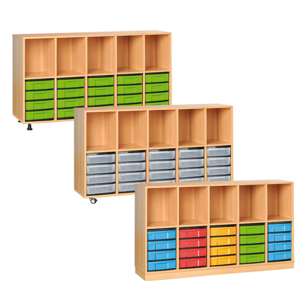 Modulus® Klassenzimmer-Regal, 5-reihig, fahrbar oder feststehend