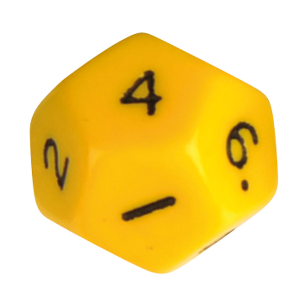 12-flächiger Schulwürfel aus Kunststoff, 0–10 und Joker