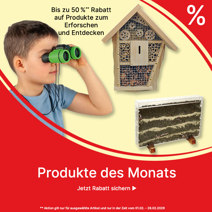 Banner für Produkte des Monats Februar 2026 Natur- und Forscherprodukte