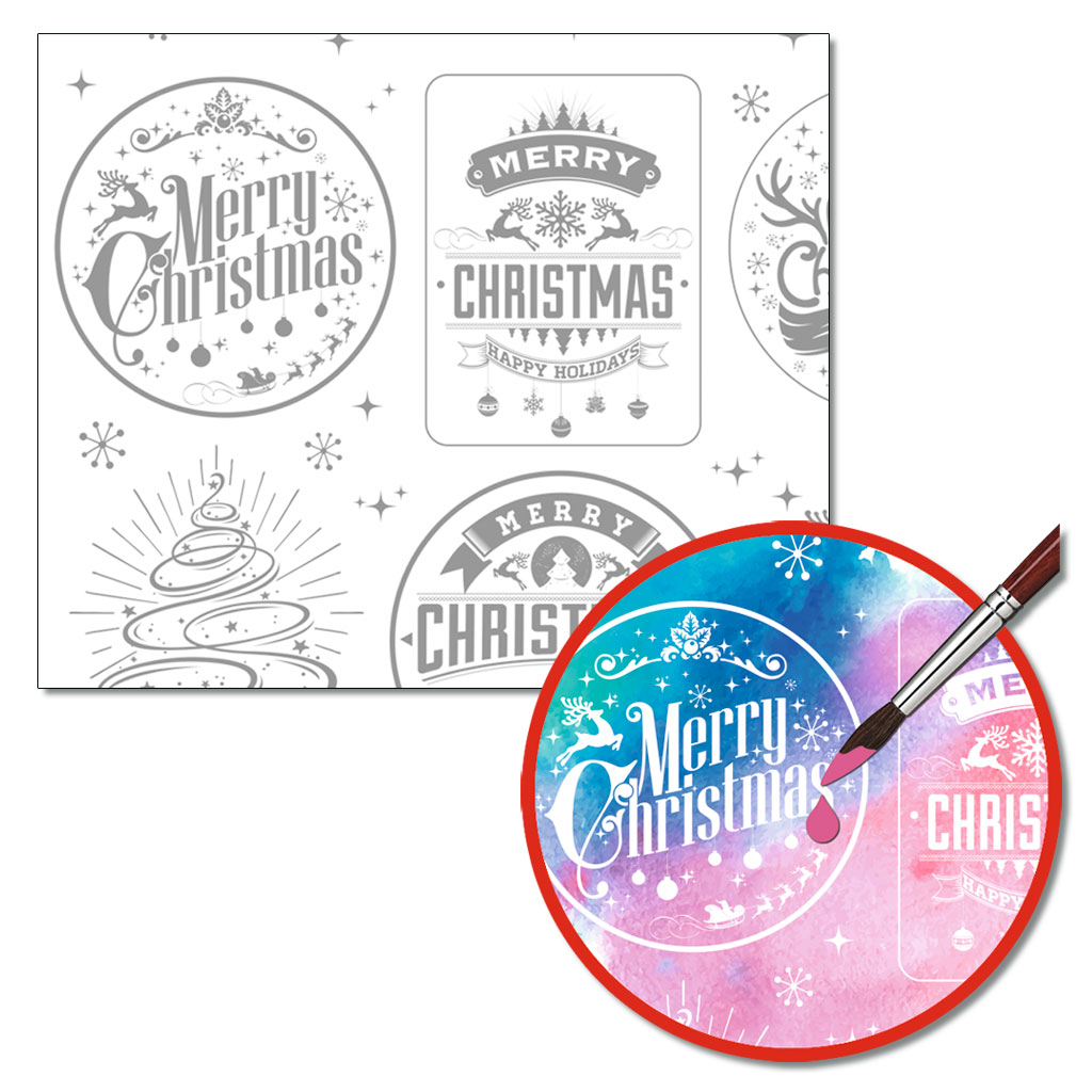 Magisches Zauberpapier Weihnachten, 12 Bogen in 2 Motiven