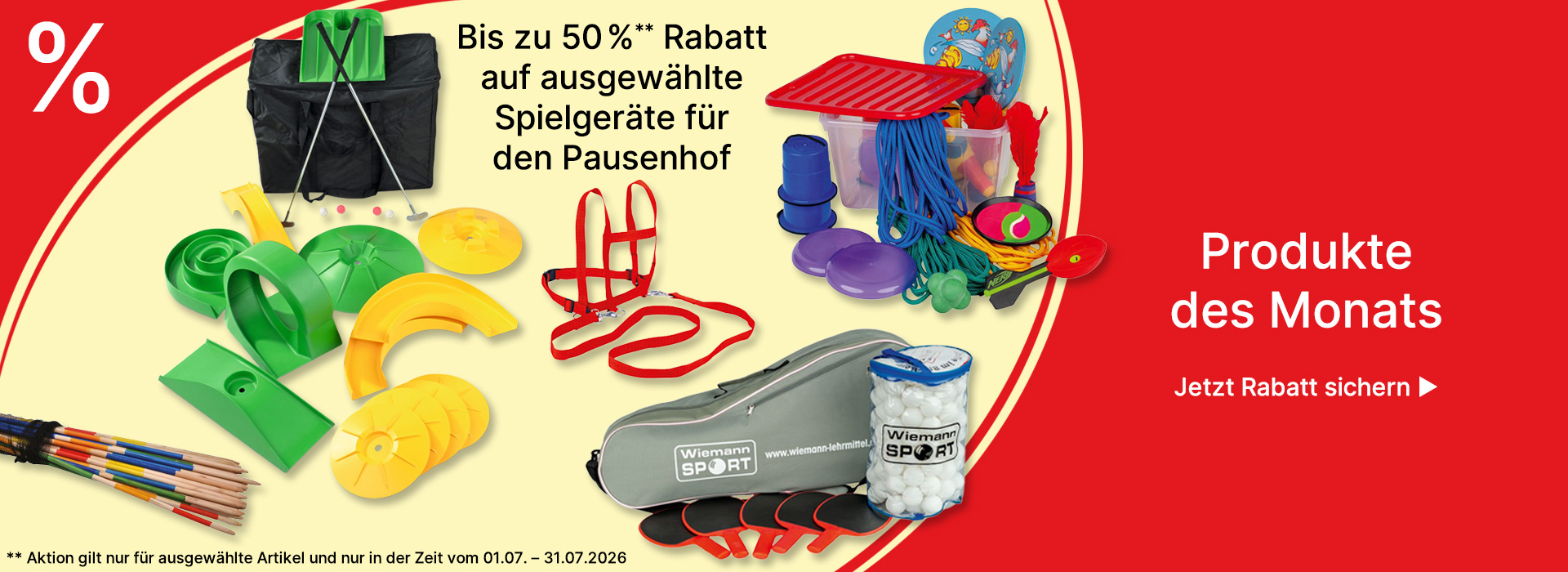 Banner für Produkte des Monats Juli 2026 Spielgeräte für Pausenhof