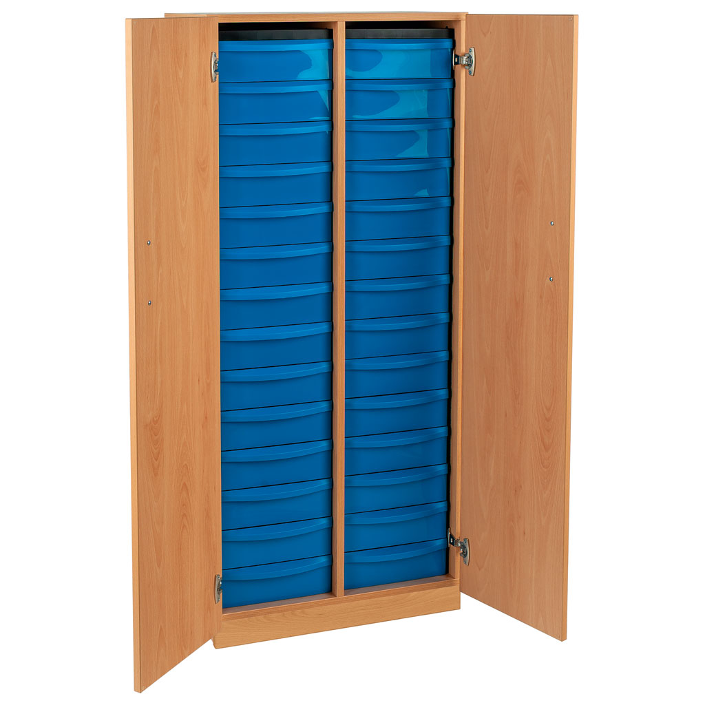 Modulus® Hohes Klassenzimmer-Regal mit Türen, 2-reihig, fahrbar oder feststehend