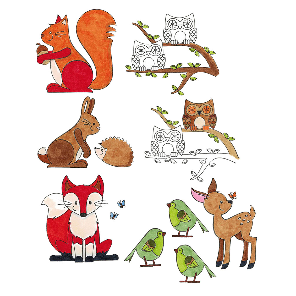 Riesenstempel Waldtiere, 6 Stück Riesenstempel Waldtiere, 6 Stück