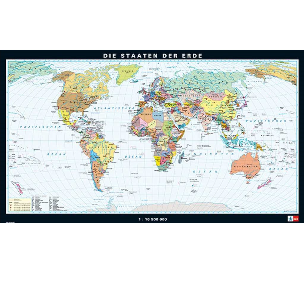 Wandkarte Die Staaten der Erde