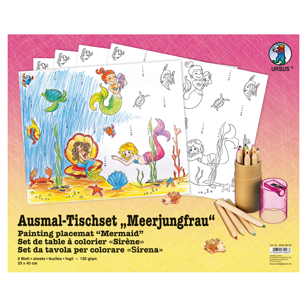 Malunterlagen/Platzsets zum Ausmalen, 5 Blatt