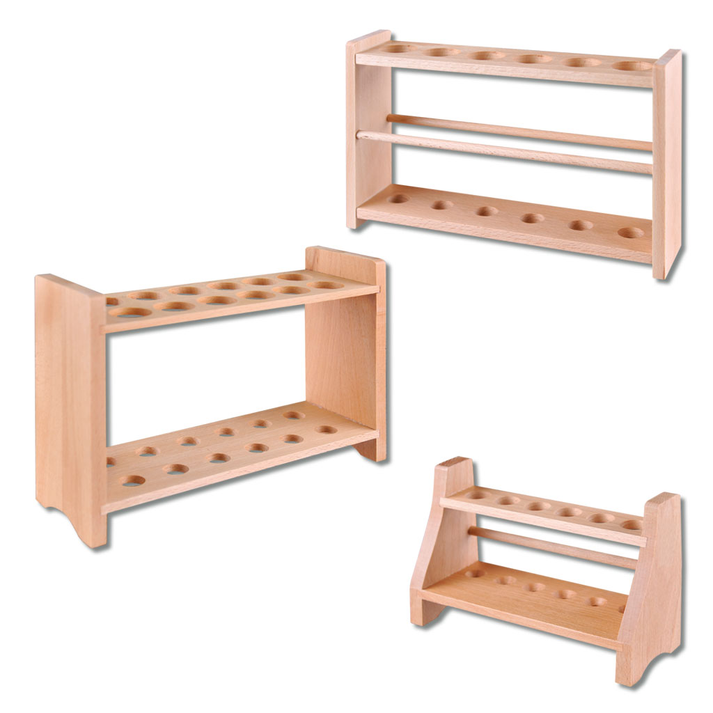 Reagenzglasgestelle aus Holz