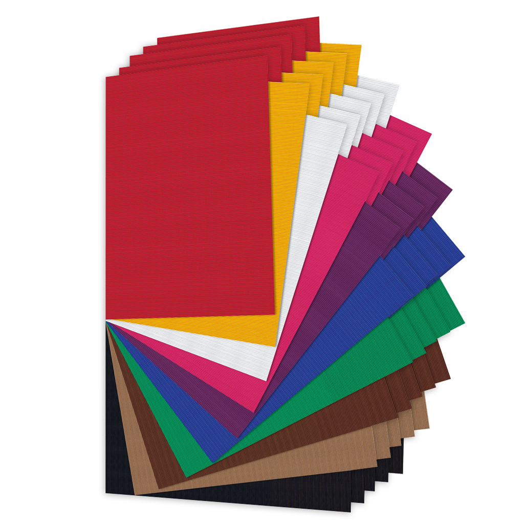 Bastelwellpappe, 50 Bogen in 10 Farben