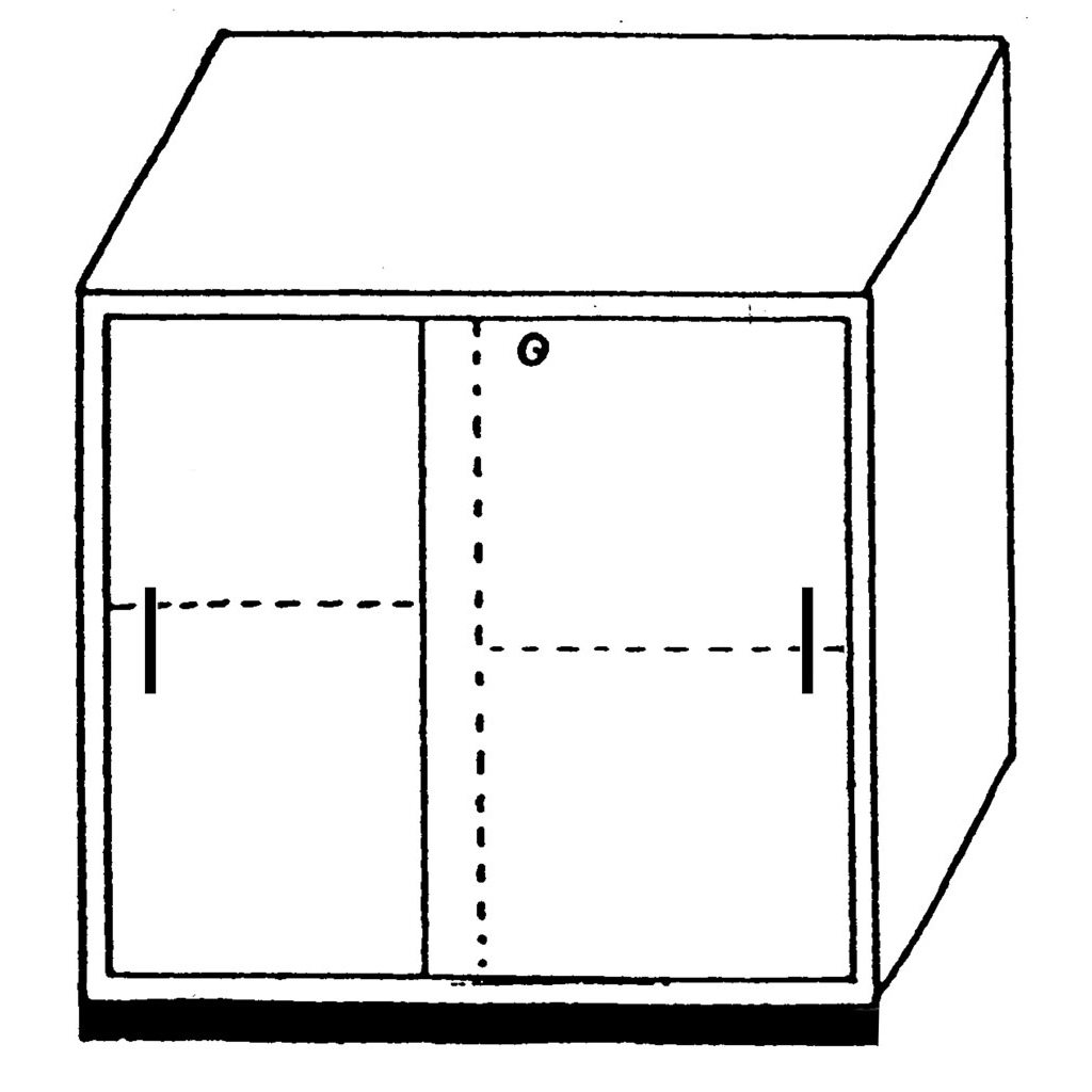 Beistellschrank mit Mittelwand und 2 Böden
