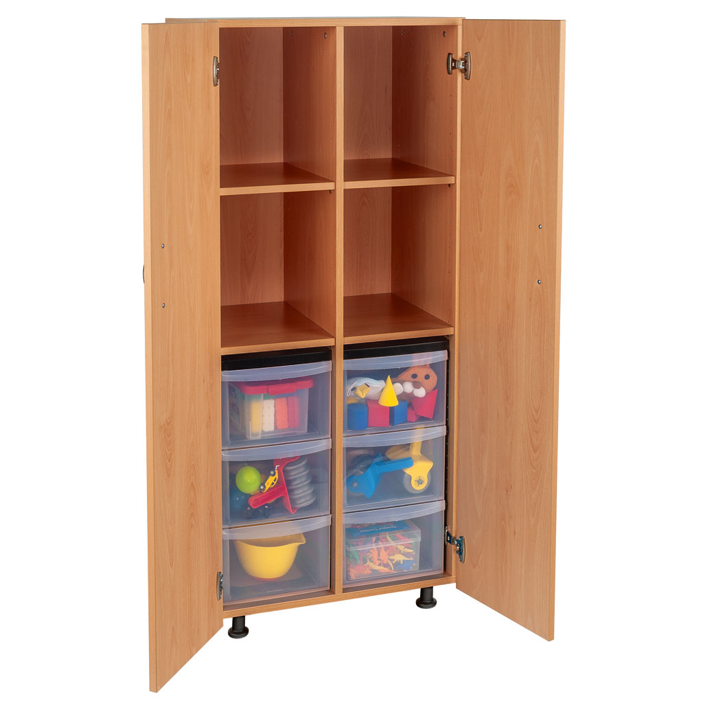 Modulus® Hohes Klassenzimmer-Regal mit Türen, 2-reihig, fahrbar oder feststehend
