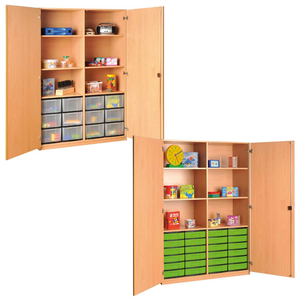 Modulus® Klassenraum-Schrank mit Mittelwand, 6 Böden, 4 davon verstellbar