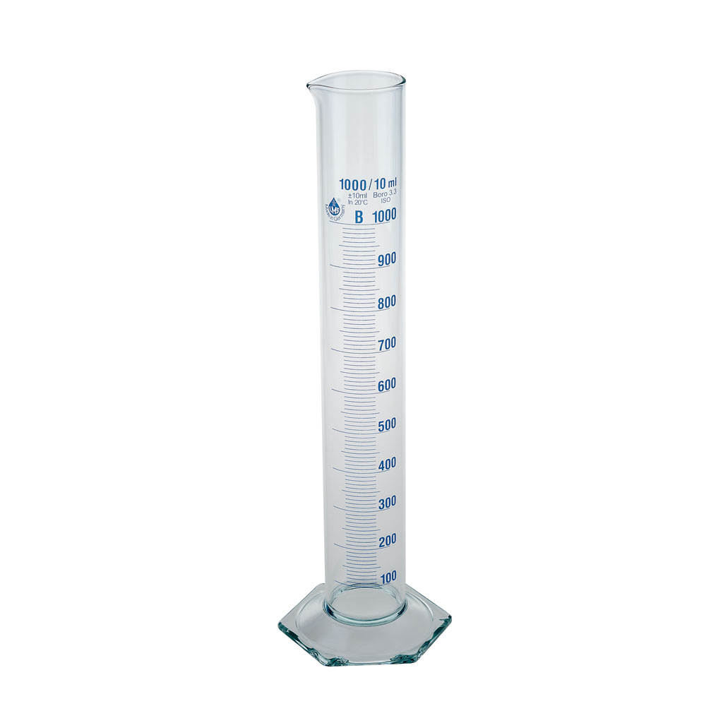 Messzylinder mit Glasfuß, Borosilikatglas, 1 Stück
