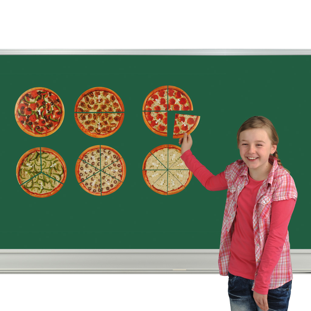 Bruchrechen-Set „Pizza“, magnetisch, für die Stahltafel