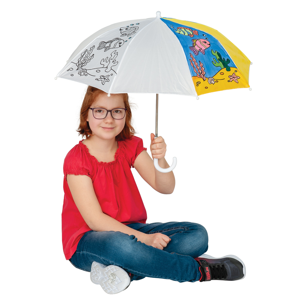Regenschirm zum Ausmalen, Weiß Regenschirm zum Ausmalen, Weiß