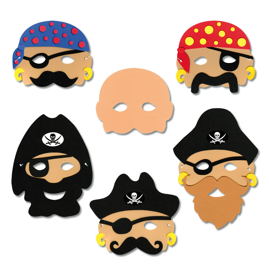 Piratenmasken-Set, 5 Masken