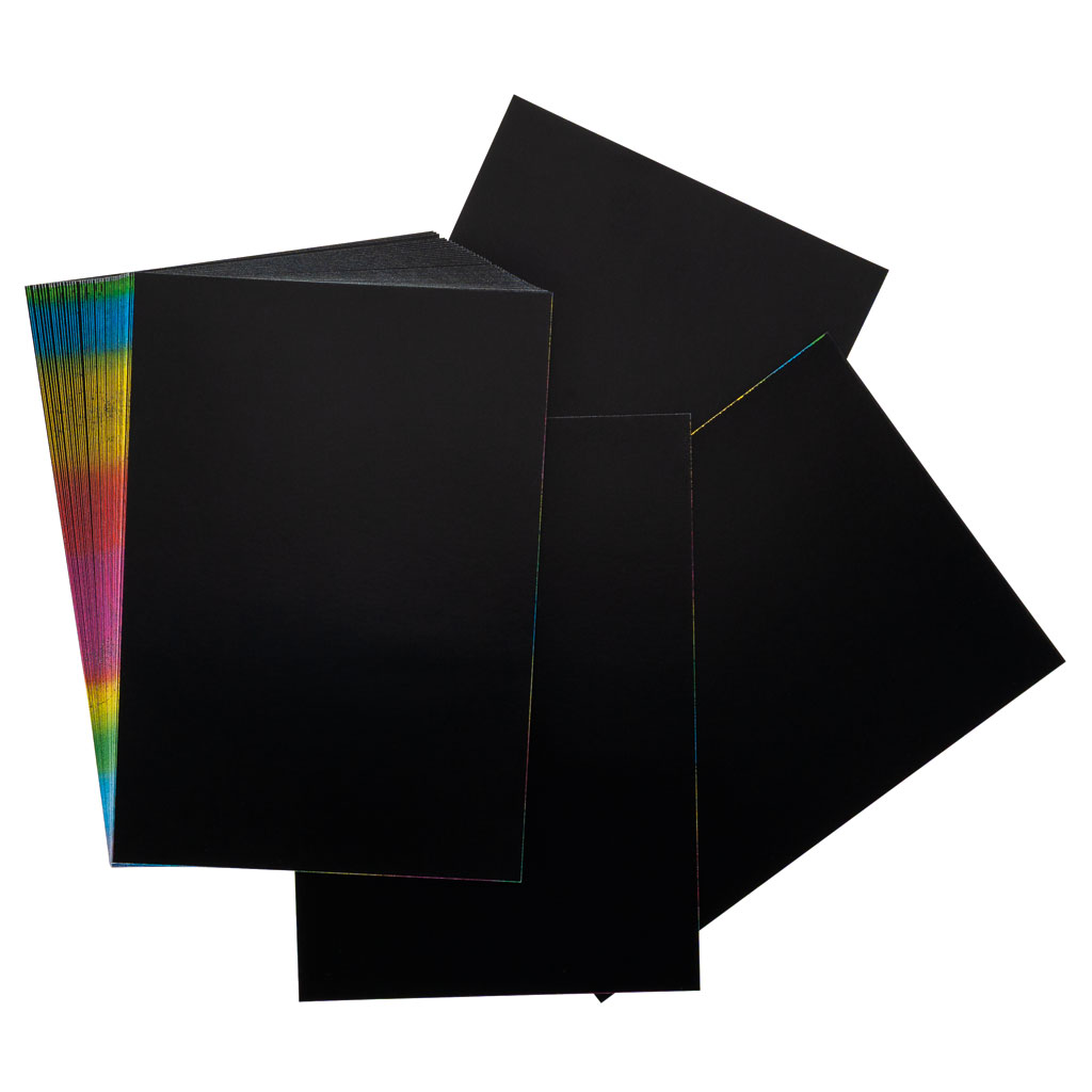 Scratch Art® Kratzpapier, 50 Blatt, Schwarz mit Regenbogenfarben