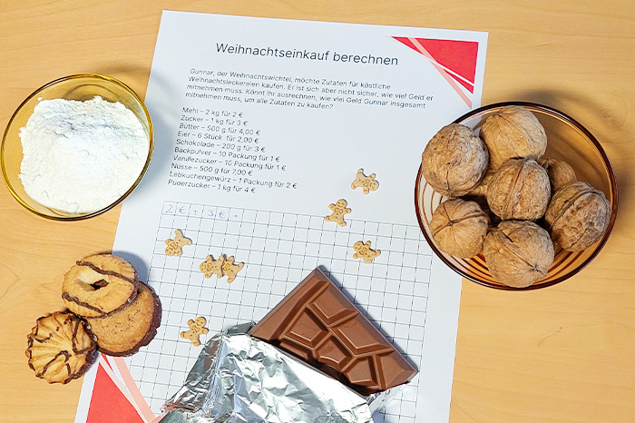 Weihnachtseinkauf berechnen Rechenaufgabe Weihnachtseinkauf