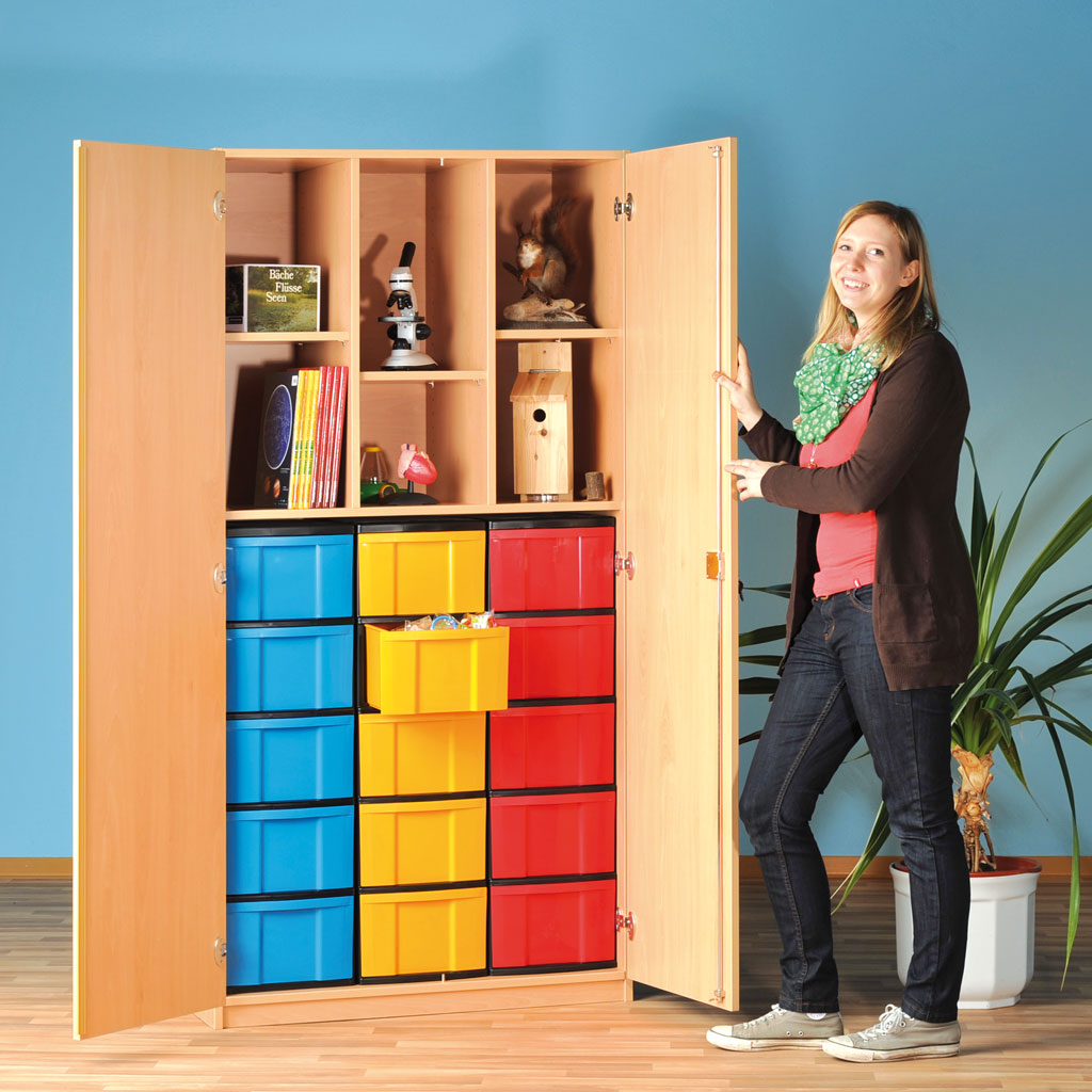 Modulus® Klassenraumschrank mit 2 Mittelwänden, 3 verstellbare Böden