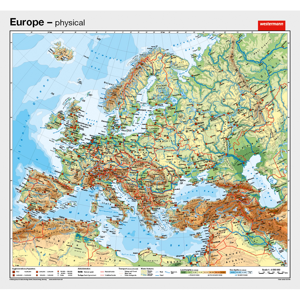 Europa, physisch, englische Ausgabe - in verschiedenen Varianten