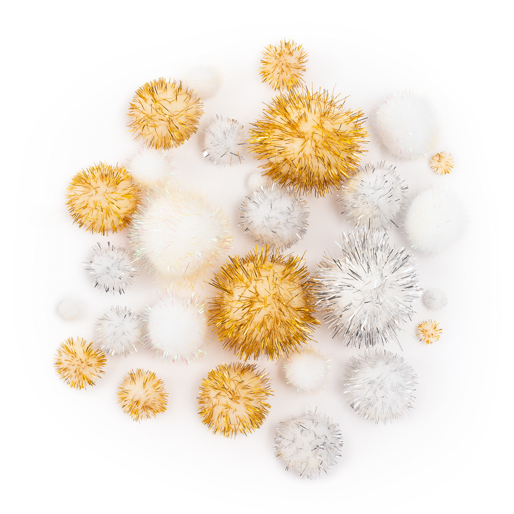 Folia® Pompons Glitter X-MAS-Bild Auf diesem Bild ist das Produkt mit der Art.Nr.: W-93651 zu sehen
