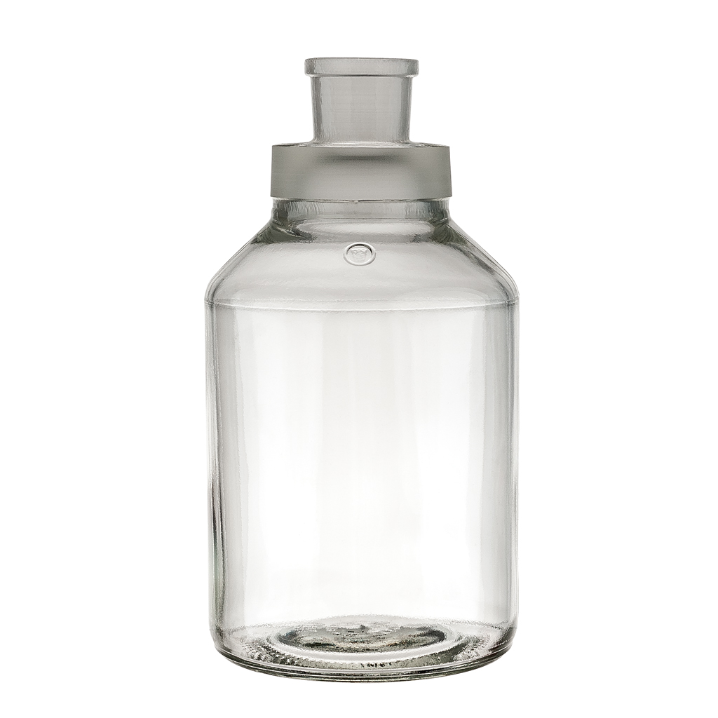 Säurekappenflasche, Duran, Klarglas