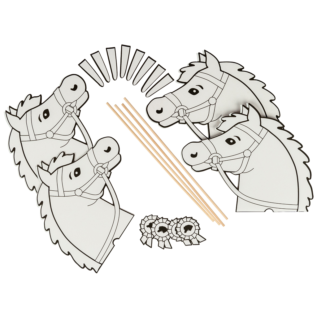 Steckenpferd-Bastelset für 4 Pferde-Bild Auf diesem Bild ist das Produkt mit der Art.Nr.: W-93737 zu sehen