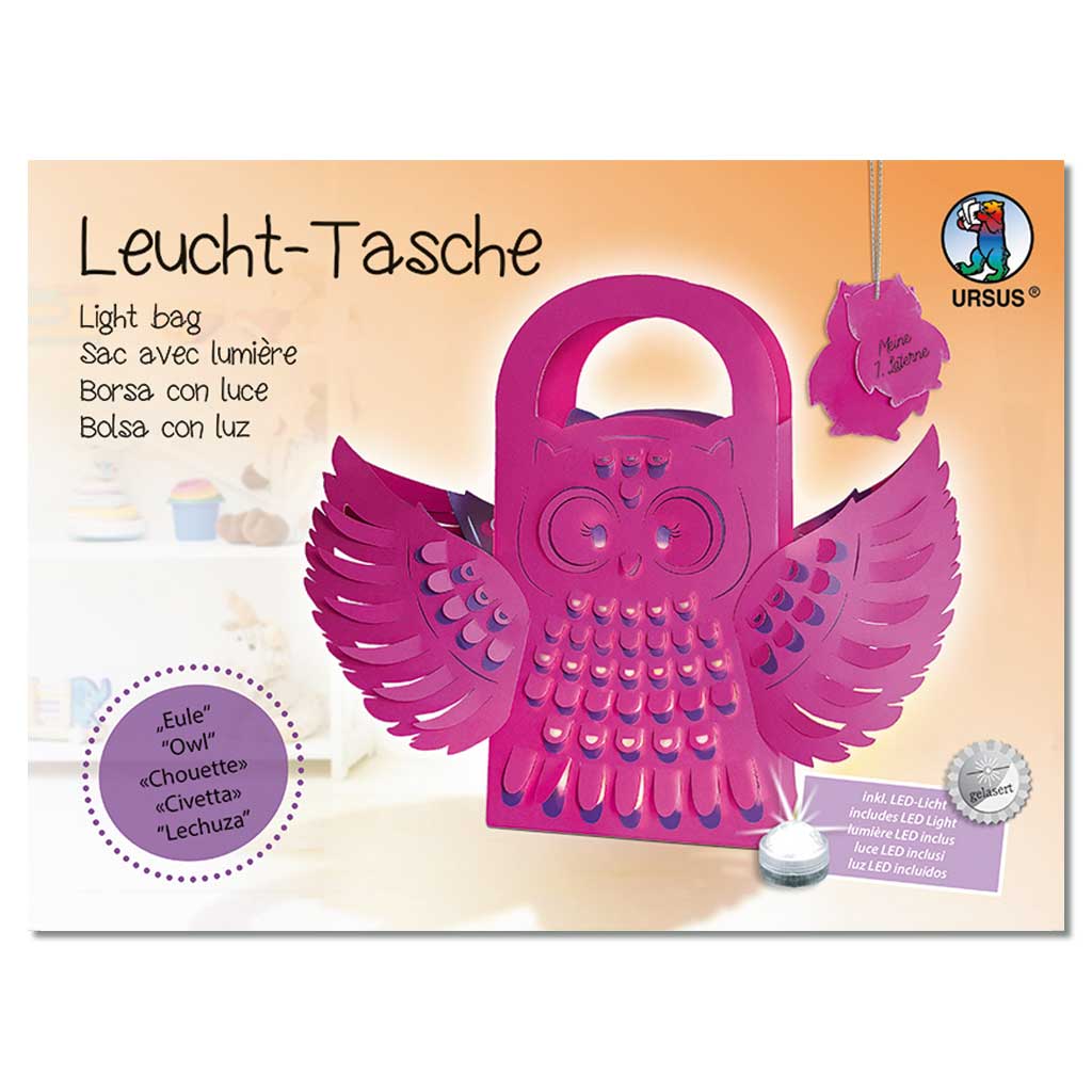 Leucht-Tasche mit 3D-Struktur, Motiv: Eule