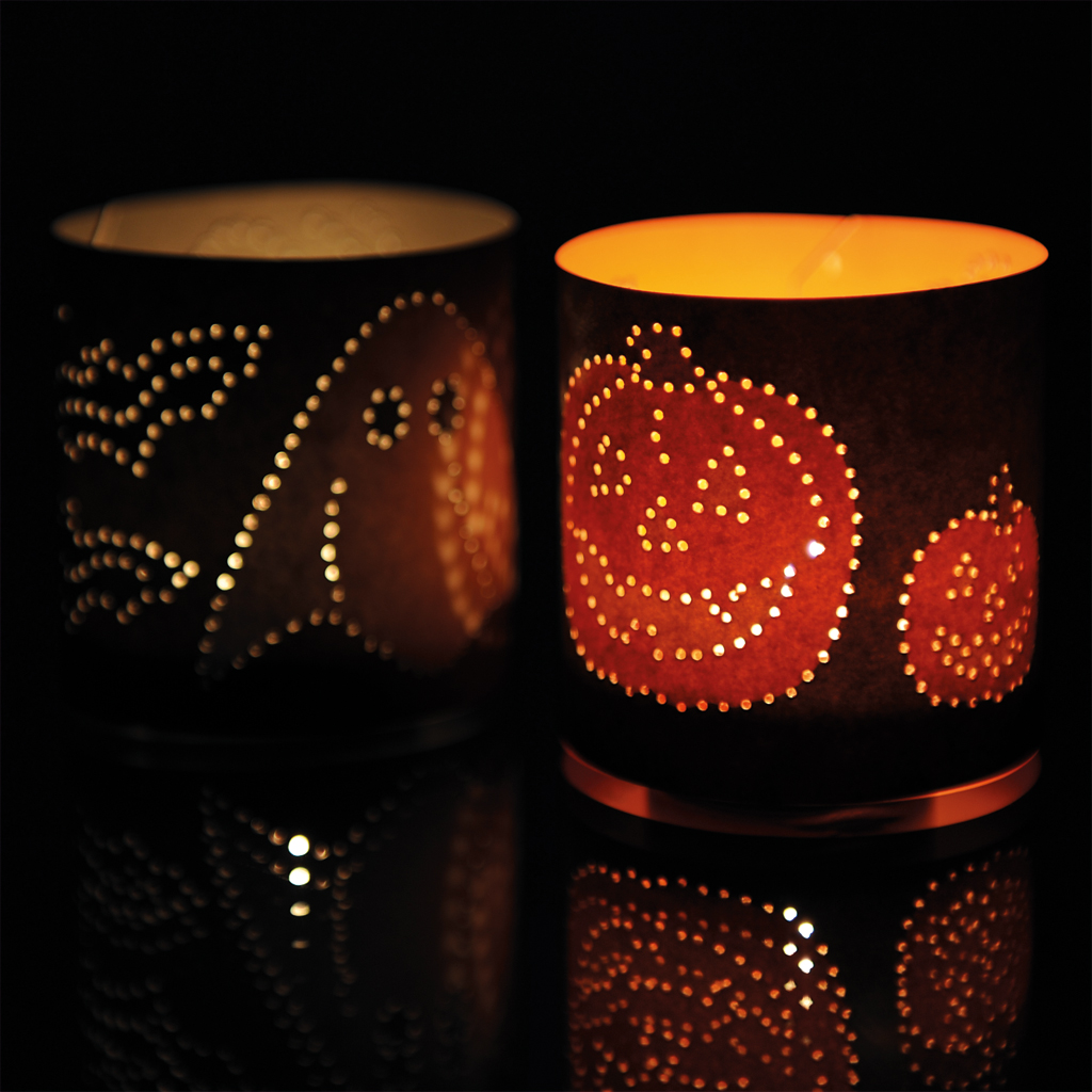 Prickellichter Bastelbogen Halloween, Windlichter