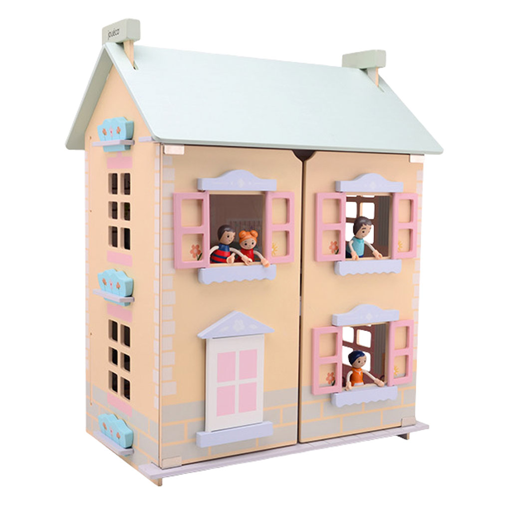 Jouéco® Puppenhaus mit Möbeln und 4 Puppen-Bild Auf diesem Bild ist das Produkt mit der Art.Nr.: W-83758 zu sehen