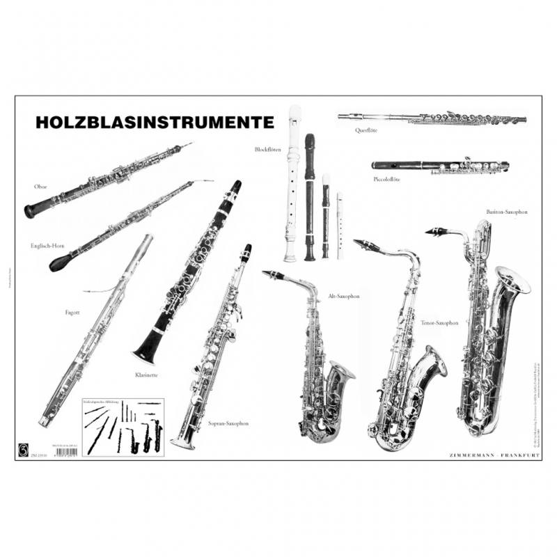 4 Instrumenten-Lehrtafeln (schwarz/weiß)