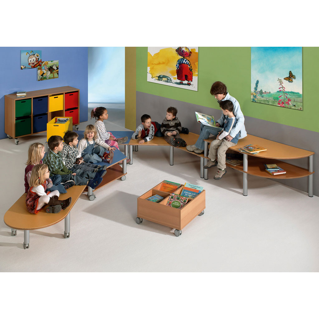 Links gebogenes Podest, feststehend - beige