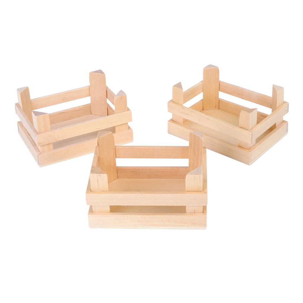 Kleine Kiste aus Holz, blanko, 3er-Set