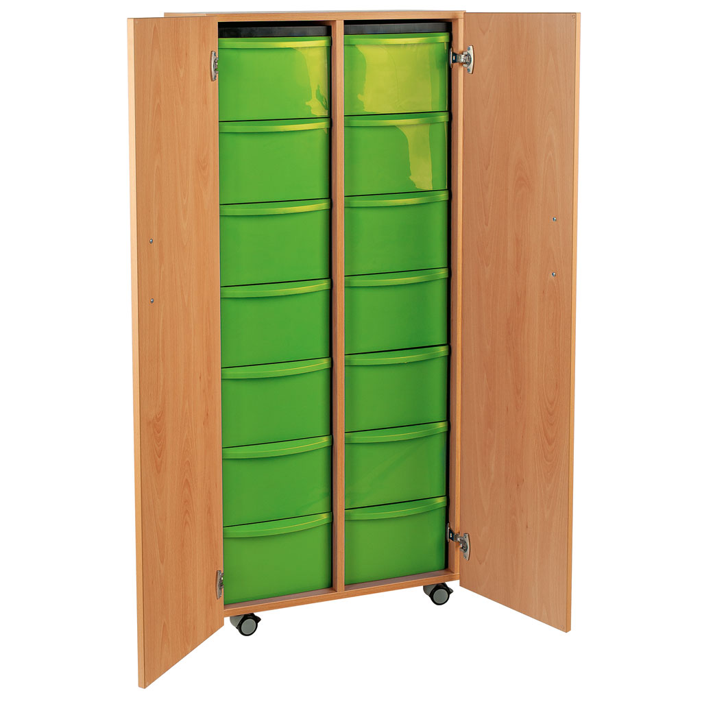 Modulus® Hohes Klassenzimmer-Regal mit Türen, 2-reihig, fahrbar oder feststehend