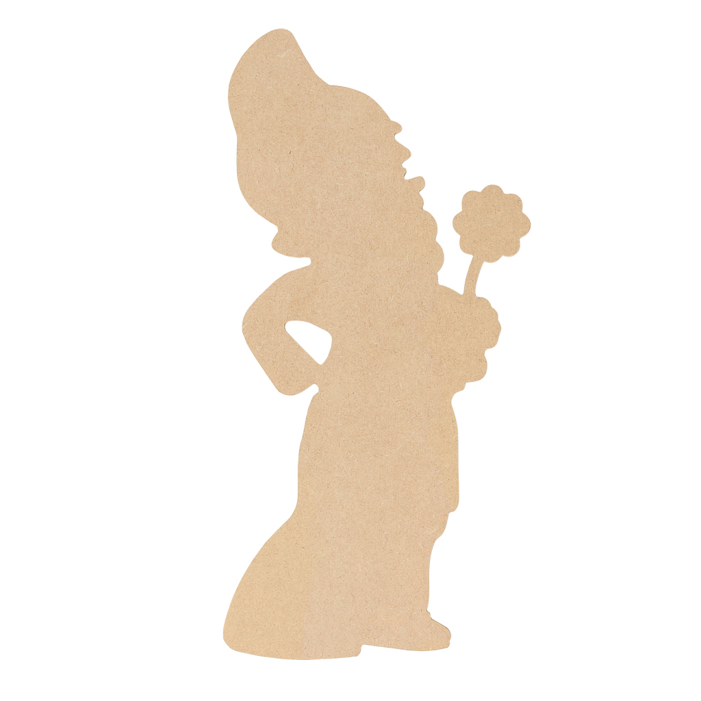 Gartenzwerg mit Blume zum Selbstgestalten aus MDF-Platte