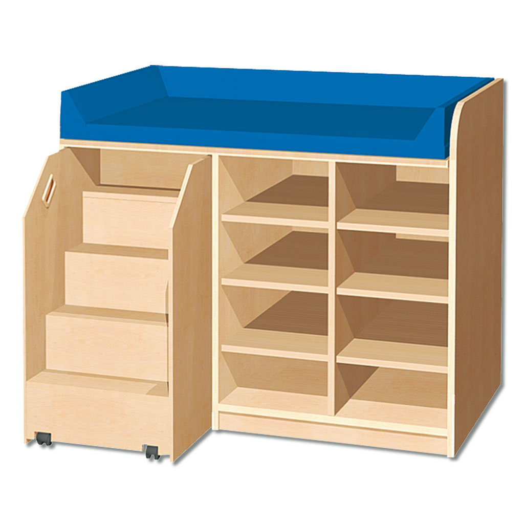 Modulus® Wickelkommode 4 mit 8 offenen Fächern, Treppe links