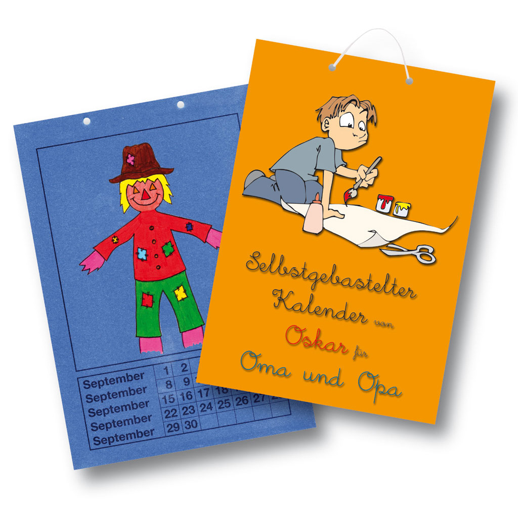 Blanko-Kalender Bunt, 12 Kalenderblätter und ein Deckblatt