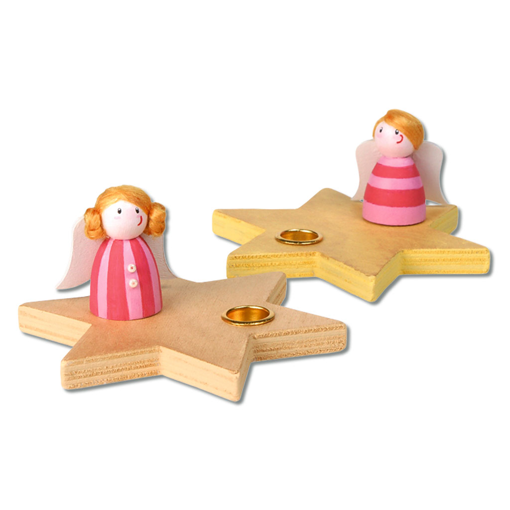 Kerzenhalter Engelchen aus Holz, blanko