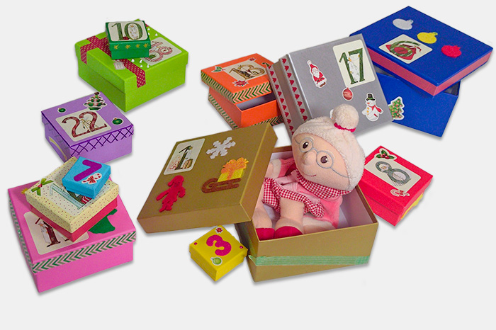 Schachteln für Adventskalender Adventskalender aus Schachteln