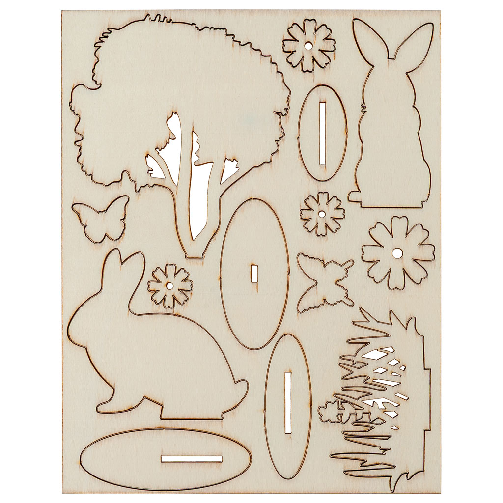 Blanko-Holzfiguren Ostern zum Selbstgestalten, 14-teilig