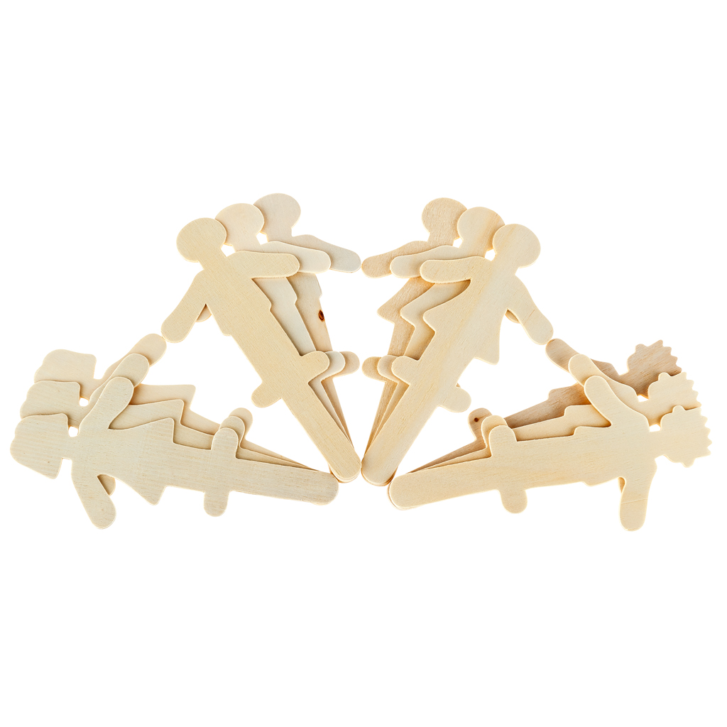 Holzbastelstäbchen Menschen, blanko, 12er-Set-Bild Auf diesem Bild ist das Produkt mit der Art.Nr.: W-93558 zu sehen